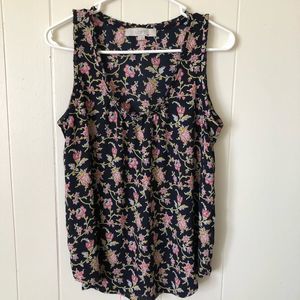 LOFT Sleeveless Floral Printed Polyester Top Blouse Size M